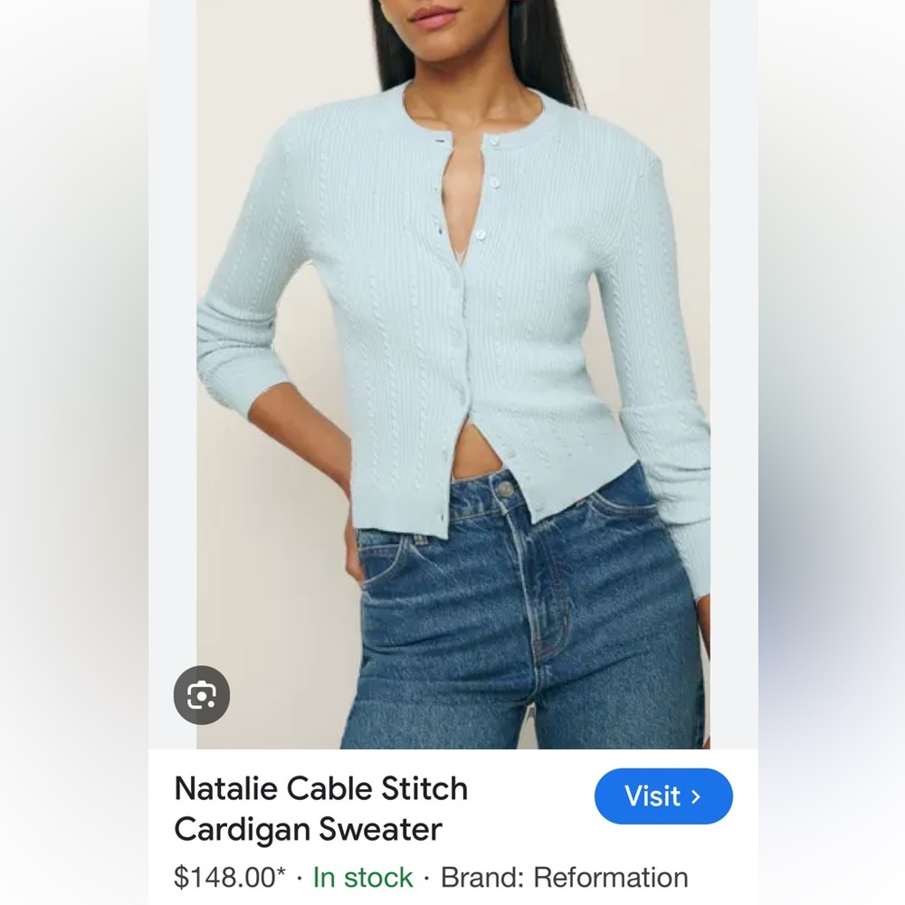 Reformation Natalie cable cardigan NWOT